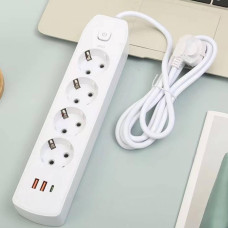 Сетевой фильтр AND-16-20 3 розетки + USB и Type-C, удлинитель с защитой от перенапряжения и быстрой зарядкой