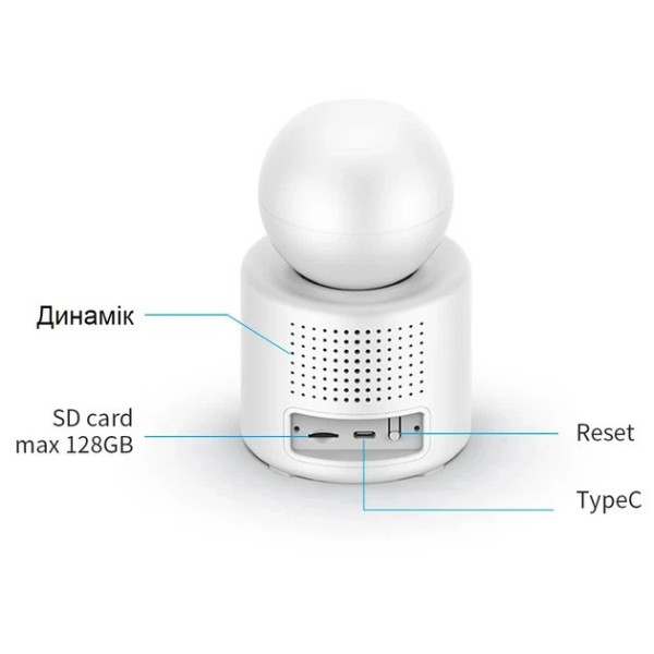 Камера видеоняня ICSEE V1-20C 3 Мп Wi-Fi с подключением к телефону, поворотная IP камера с двусторонней связью