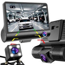 Автомобильный видеорегистратор 319 HDR LCD 4.0 Full HD с 3 камерами, задней камерой и записью салона