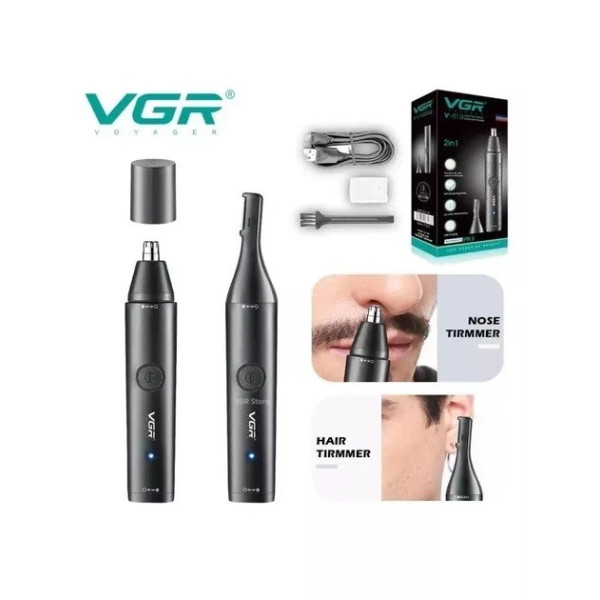 Аккумуляторный триммер VGR V-613 2в1 для носа, ушей и бороды, компактная машинка для окантовки с USB Type-C