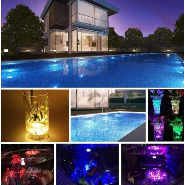 Подводный светодиодный RGB светильник для бассейна IP68 с пультом, декоративная LED лампа 12 цветов для фонтанов и водоемов