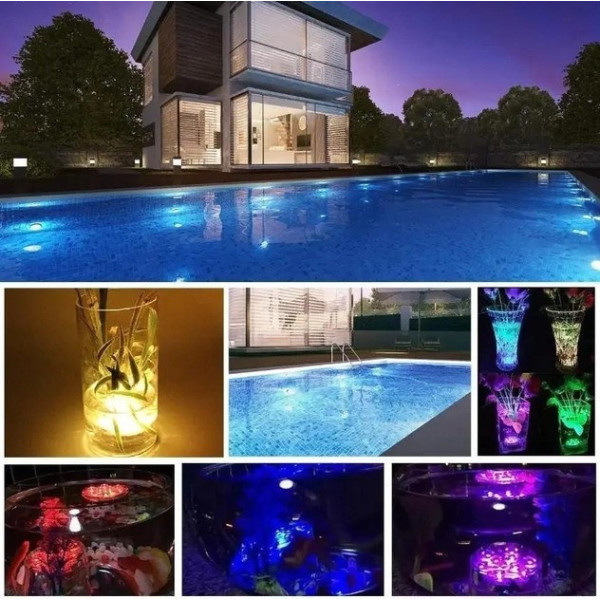 Подводный светодиодный RGB светильник для бассейна IP68 с пультом, декоративная LED лампа 12 цветов для фонтанов и водоемов
