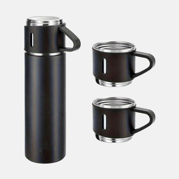 Термос 500 мл с 3 чашками Vacuum Bottle, вакуумный термос из нержавеющей стали для чая, кофе и путешествий