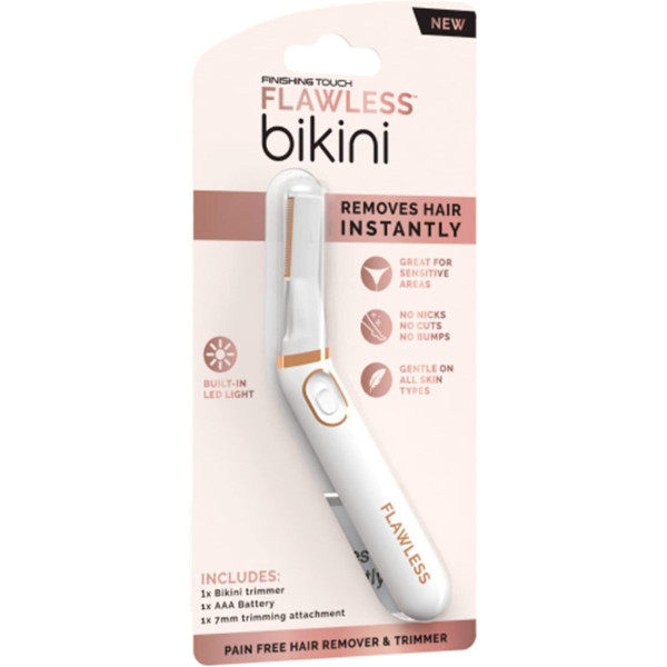 Женский триммер Flawless Bikini для зоны бикини и лица, компактный беспроводной шейвер на батарейке AAA