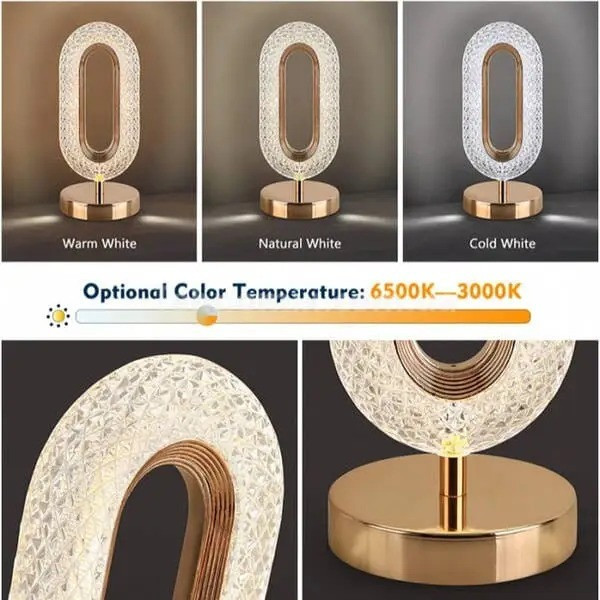 Настольная аккумуляторная лампа Creative Table Lamp 16 с кристаллами, сенсорный светильник 3 режима свечения USB