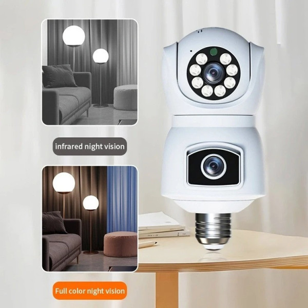 Камера видеонаблюдения PTZ-Lamp V09 Wi-Fi 2MP 1080P в патрон E27, поворотная IP камера с ночным видением и двусторонней связью