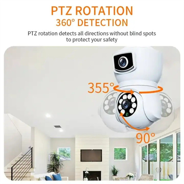 Камера видеонаблюдения PTZ-Lamp V09 Wi-Fi 2MP 1080P в патрон E27, поворотная IP камера с ночным видением и двусторонней связью