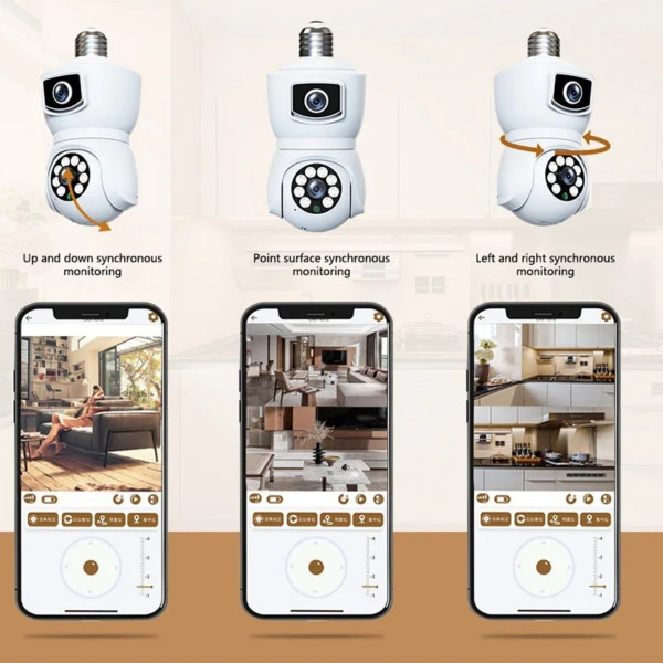 Камера видеонаблюдения PTZ-Lamp V09 Wi-Fi 2MP 1080P в патрон E27, поворотная IP камера с ночным видением и двусторонней связью