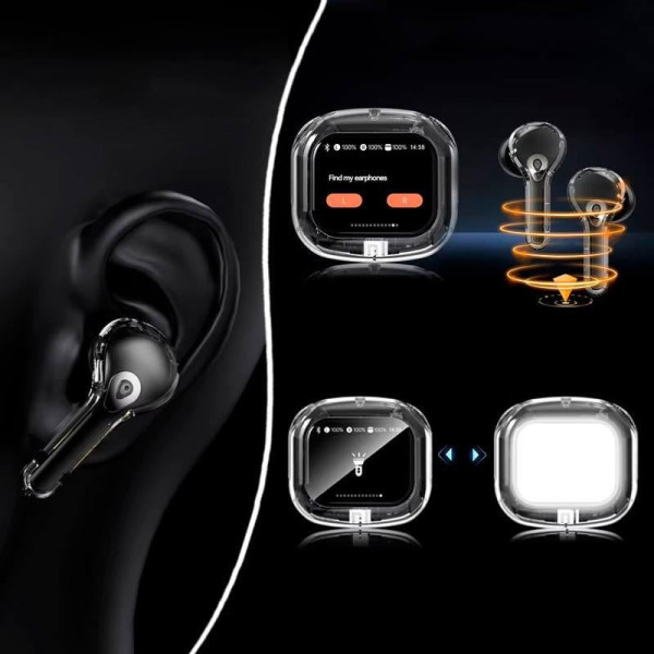 Беспроводные наушники Inspire Air MAX Bluetooth 5.0 с прозрачным кейсом и LCD-дисплеем