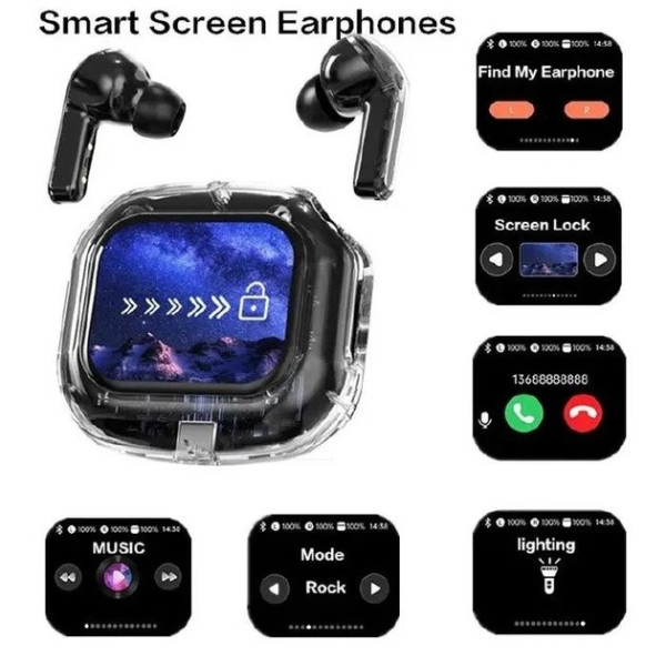 Беспроводные наушники Inspire Air MAX Bluetooth 5.0 с прозрачным кейсом и LCD-дисплеем