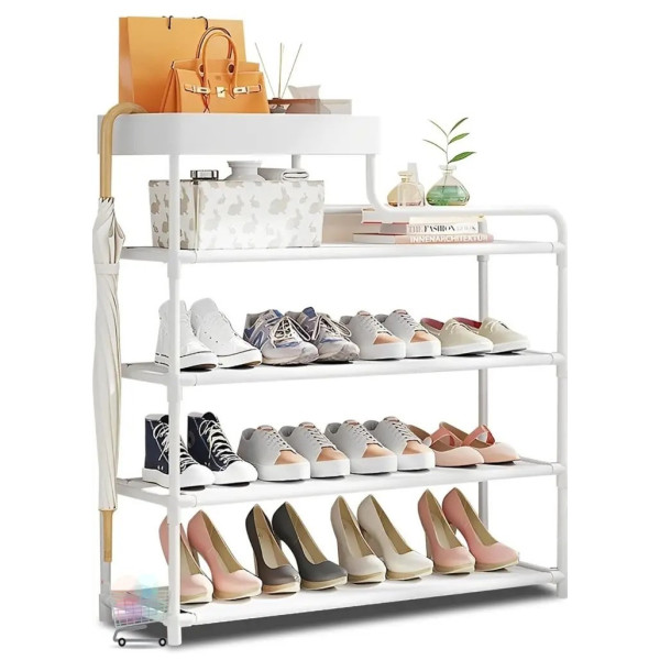 Полка для обуви CLOTHES RACK 113-5 4-х ярусная, стеллаж-органайзер для обуви с ящиком для хранения в прихожей
