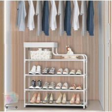 Полка для обуви CLOTHES RACK 113-5 4-х ярусная, стеллаж-органайзер для обуви с ящиком для хранения в прихожей