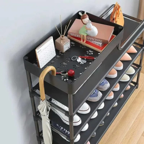 Полка для обуви CLOTHES RACK 113-5 4-х ярусная, стеллаж-органайзер для обуви с ящиком для хранения в прихожей