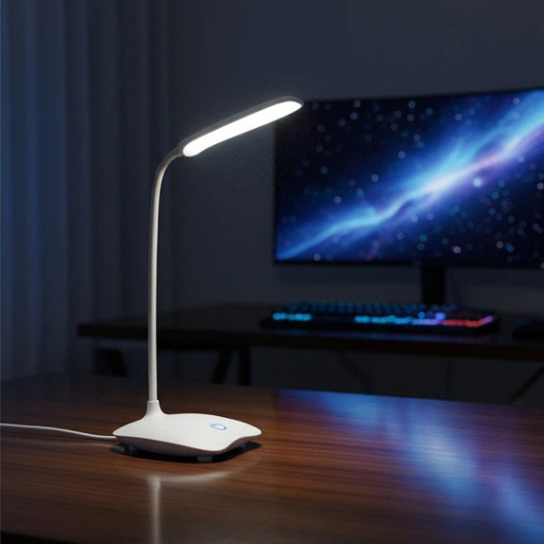 Настольная LED лампа SST-801 аккумуляторная с сенсорным управлением, гибкая лампа для чтения и работы