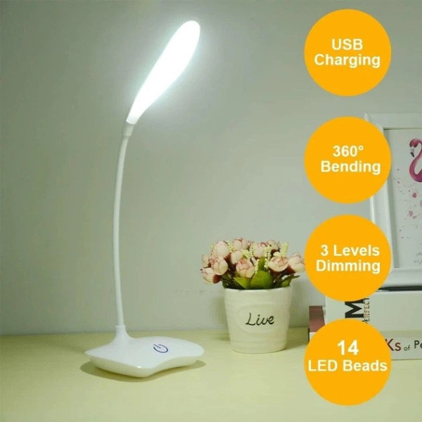 Настольная LED лампа SST-801 аккумуляторная с сенсорным управлением, гибкая лампа для чтения и работы