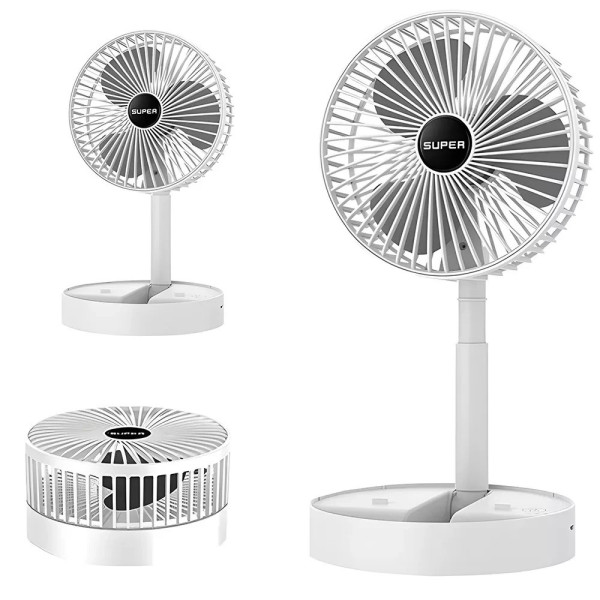 Портативный вентилятор E-Dream с аккумулятором 7200 мАч USB телескопический белый 20 см