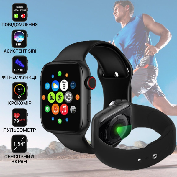 Смарт часы T500 Smartwatch из Bluetooth, умные часы с измерением пульса, давления, кислорода в крови, шагомером