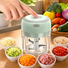 Мініподрібнювач бездротовий Kitchen Chopper, акумуляторний електричний чопер 100 мл з USB-зарядкою, м'ятний