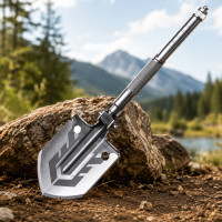 Лопата туристическая Multifunctional Shovel ES-118 складная 10 в 1 с чехлом, мультитул из нержавеющей стали