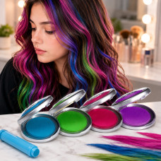 Крейда для фарбування волосся Hot Huez 4 кольори, набір кольорової крейди для тимчасового фарбування волосся