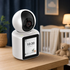 Камера відеоняня ICSEE V1-20C 3 МП Wi-Fi з підключенням до телефону, поворотна IP-камера з двостороннім зв'язком
