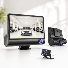 Автомобільний відеореєстратор 319 HDR LCD 4.0 Full HD з 3 камерами, задньою камерою та записом салону
