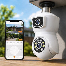 Камера відеоспостереження PTZ-Lamp V09 Wi-Fi 2MP 1080P у патрон E27, поворотна IP-камера з нічним баченням і двостороннім зв'язком