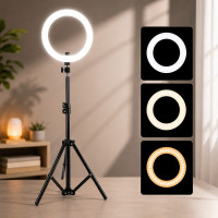 Кільцева LED RGB лампа MJ-26 26 см зі штативом і тримачем для телефону, селфі-лампа USB для фото та відео