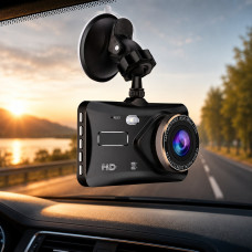 Автомобільний відеореєстратор BT-100 Full HD 1080P з двома камерами, сенсорним екраном 4" та камерою заднього огляду