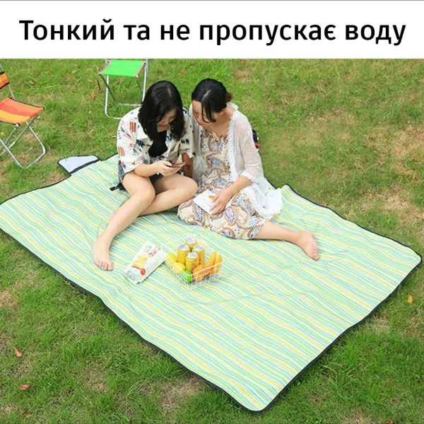 Непромокаемый коврик-покрывало для пикника, складной коврик на природу 147*180 полоска