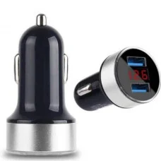 Автомобильный зарядный адаптер HZ AG HC6 с 2 USB портами и экраном, черный