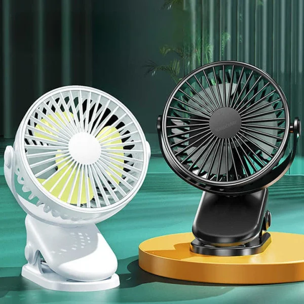 Мини-вентилятор портативный настольный с зажимом на аккумуляторе 3 режима