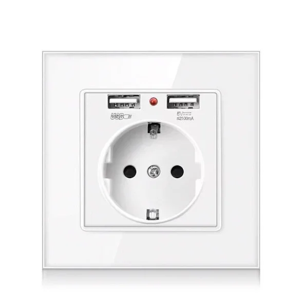 Розетка SIXWGH с заземлением и 2 USB-портами WH034W