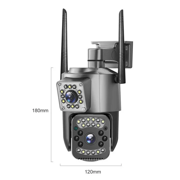 Камера видеонаблюдения уличная SC03 V380pro подключение Wi-Fi LAN две линзы