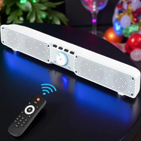 Портативная Bluetooth колонка SOUNDBAR Q10 белая 2×10 Вт басы громкая связь TF USB AUX до 10 часов работы