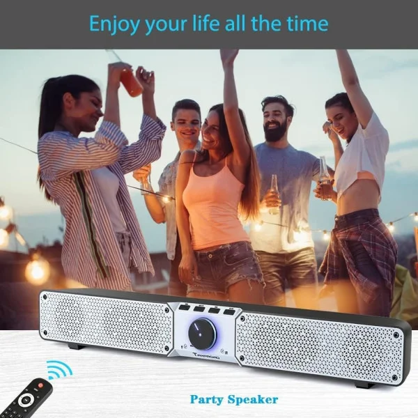 Портативная Bluetooth колонка SOUNDBAR Q10 белая 2×10 Вт басы громкая связь TF USB AUX до 10 часов работы