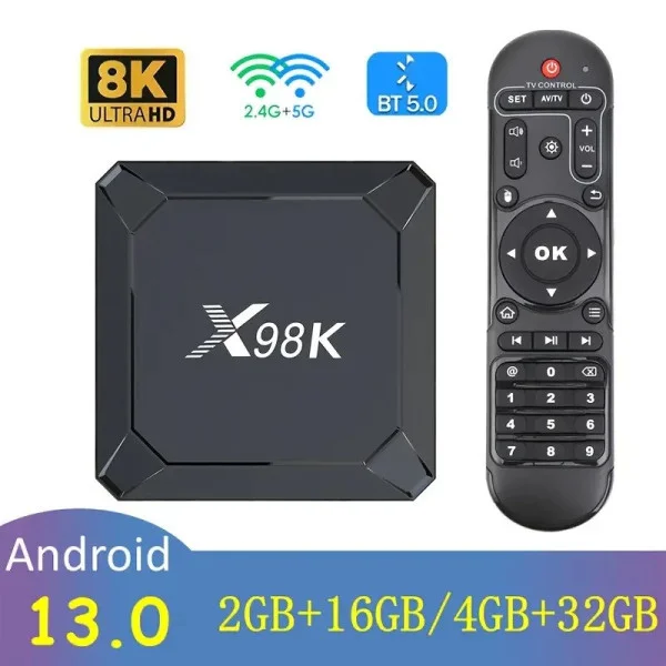 ТВ приставка X98K Smart Android 13 с поддержкой 4K HDR10+ Wi-Fi Bluetooth