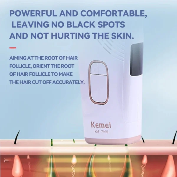 Фотоэпилятор Kemei KM-7105 устройство для удаления волос с ледяным охлаждением LED экраном и регулировкой мощности