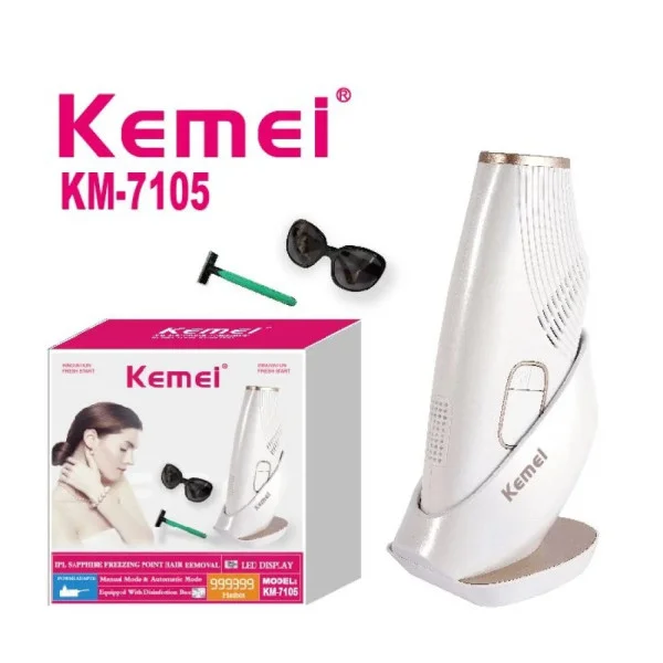 Фотоэпилятор Kemei KM-7105 устройство для удаления волос с ледяным охлаждением LED экраном и регулировкой мощности